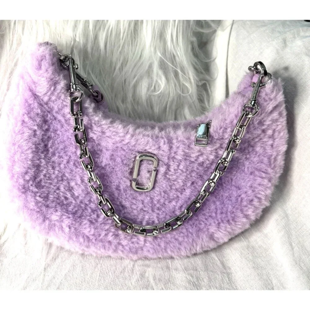 Marc Jacobs Teddy Curve Bag‎ Lilac Shoulder Bag With Silver Chain